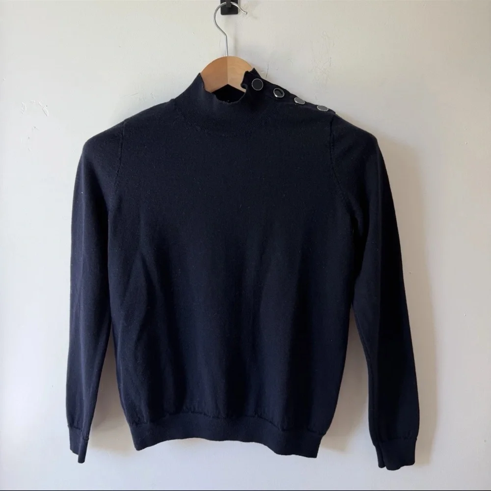 Sézane Jacob Jumper Women Sweater S Navy Blue Merino Wool Quiet Luxury - Picture 2 of 9